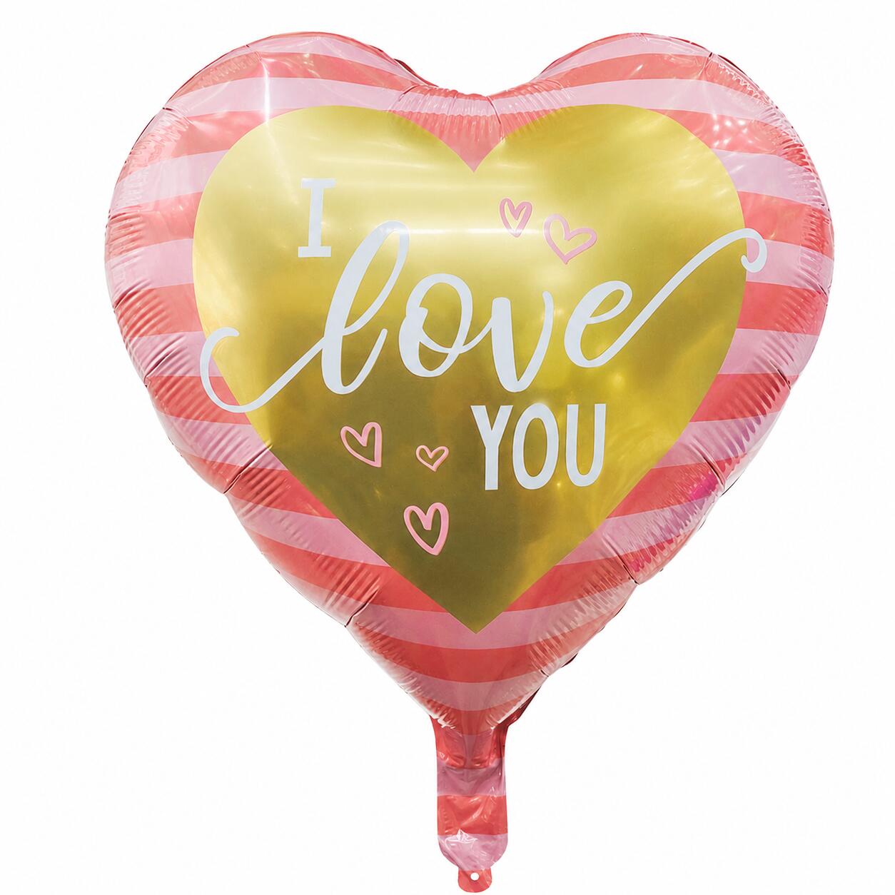 I LOVE YOU アルミバルーン ハート型 フィルムバルーン バレンタイン 誕生日 記念日 結婚式 プロポーズ サプライズ パーティー 飾り付け ピンク ゴールド