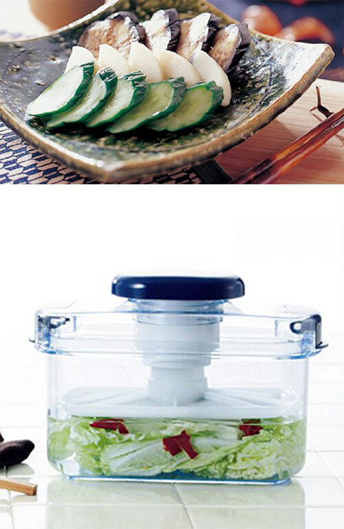 簡易漬物容器 ハイペット S-10 グリーン リス 漬け物 キッチン 簡単 しば漬け 手作り タル 容器 圧力 調節可能 自家製 家庭 台所 本格的 野菜 健康 ヘルシー 中身 が 見える 透明 保存 プラスチック つけ物