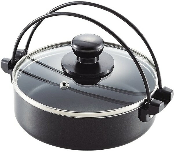 すきやき鍋 18cm ガラス蓋 付 IH対応 ふっ素加工 HB-3361 パール金属 コンパクト