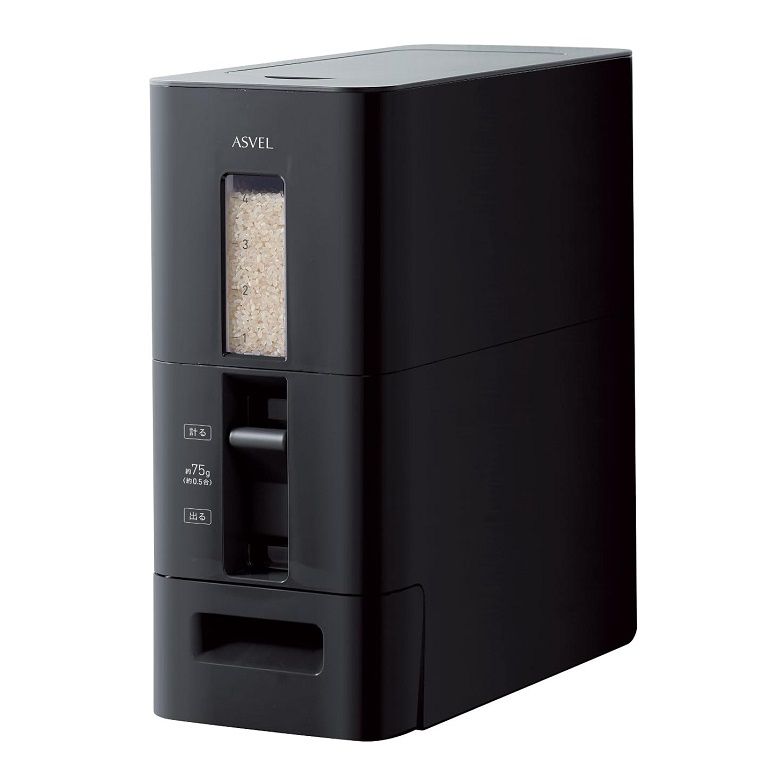 米びつ 米櫃 S計量米びつ 6Kg型 ブラック 無洗米対応 洗える 錆びない プラスチック製 キャスター付き