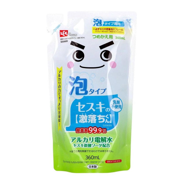 セスキの激落ちくん 密着泡スプレー 詰め替え 360ml 洗浄 除菌 消臭 アルカリ電解水 + セスキ炭酸ソーダ 詰替 360ml つめかえ LEC レック