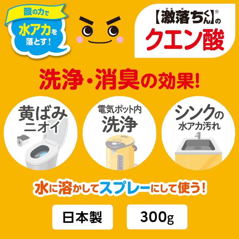 激落ちくん クエン酸 粉末タイプ 300g 酸の力で水アカを落とす 電気ポット内 シン...
