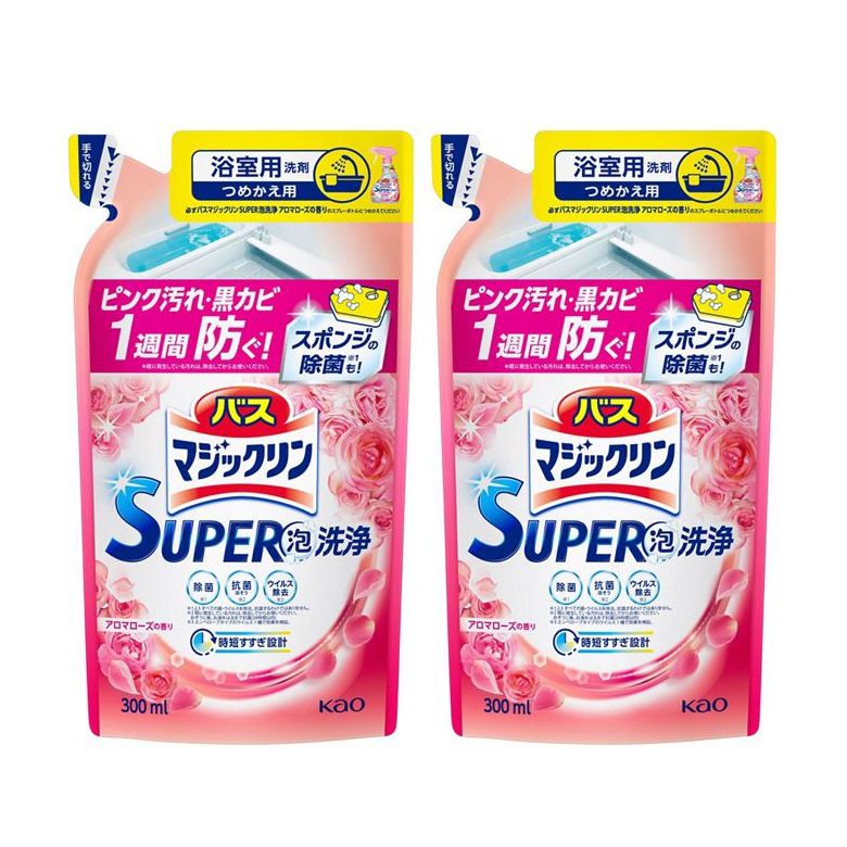 バスマジックリン SUPER泡洗浄 アロマローズの香り 詰替 替え つめかえ 300ml 【×2個セット】