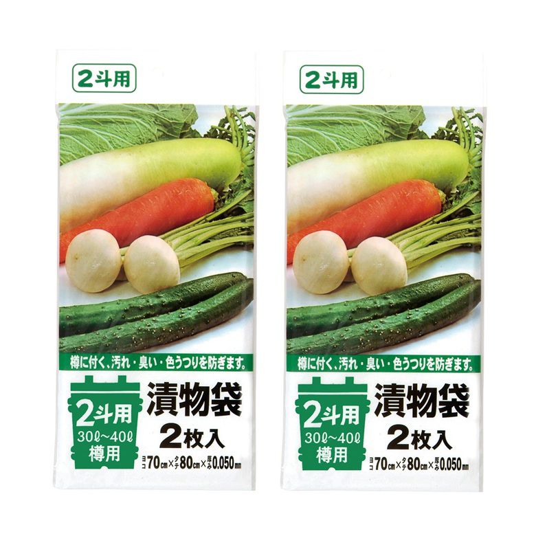 商品名 漬物袋 2斗用 (30〜40L) 透明 2枚入 TK03 【×2個セット】 商品説明 2斗用/30〜40L樽用サイズ:ヨコ700×タテ800mm厚み:0.050mm透明入数:2枚入樽に付く、汚れ・臭い・色うつりを防ぎます《材質について》【直鎖状短鎖分岐ポリエチレン(LLDPE)】基本的にはLDPEと同じ特性を持ち合わせており、一般的に低密度ポリエチレンと言われるものはこのタイプです。LLDPE・LDPEは共に透明で柔軟性に富み引裂き強度、引張り強度が平均的に優れています。LLDPEはLDPEに変わり新しい主原料として使用されている経緯があるように、LDPEよりシール性能や物理的強度に優れたポリエチレンです。※リニューアルなどによりパッケージなどの仕様が予告なく変更になる場合がございます。ご了承ください。 おすすめ商品