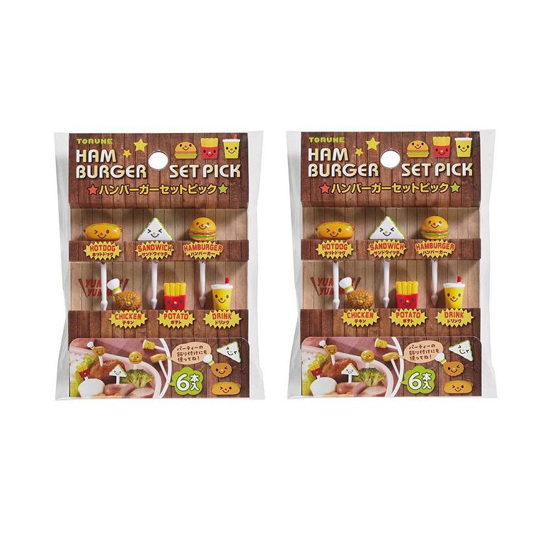 ハンバーガーセットピック 6本入 お弁当 ランチ かわいい キャラ弁 ピック 【×2個セット】