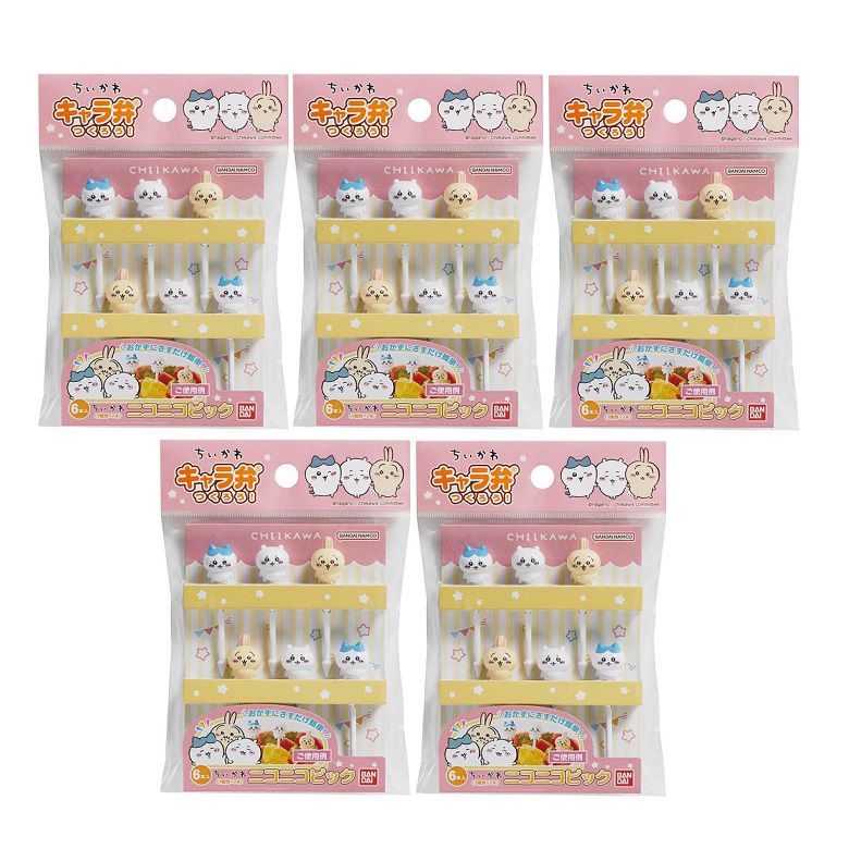 ちいかわ ニコニコピック 6本入 お弁当 ランチ かわいい キャラ弁 ピック 【×5個セット】