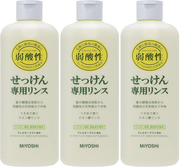 乐天商城 - 無添加せっけん専用リンス 本体 350ml 【×3個セット】　ミヨシ石鹸 MIYOSHI