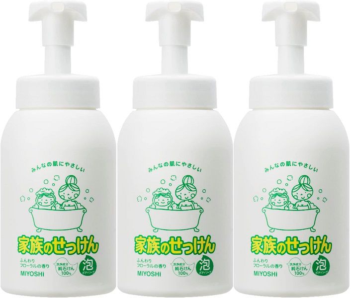 Soaps, Body Washes - 家族のせっけん 泡ボディソープ本体 600ml 【×3個セット】　ミヨシ石鹸 MIYOSHI