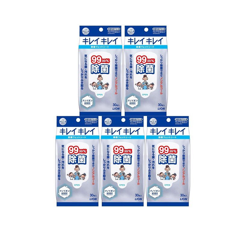 Rakuten - 【SS期間中10%OFF】キレイキレイ 99.99%除菌ウェットシート ノンアルコ ール 30枚 【×5個セット】