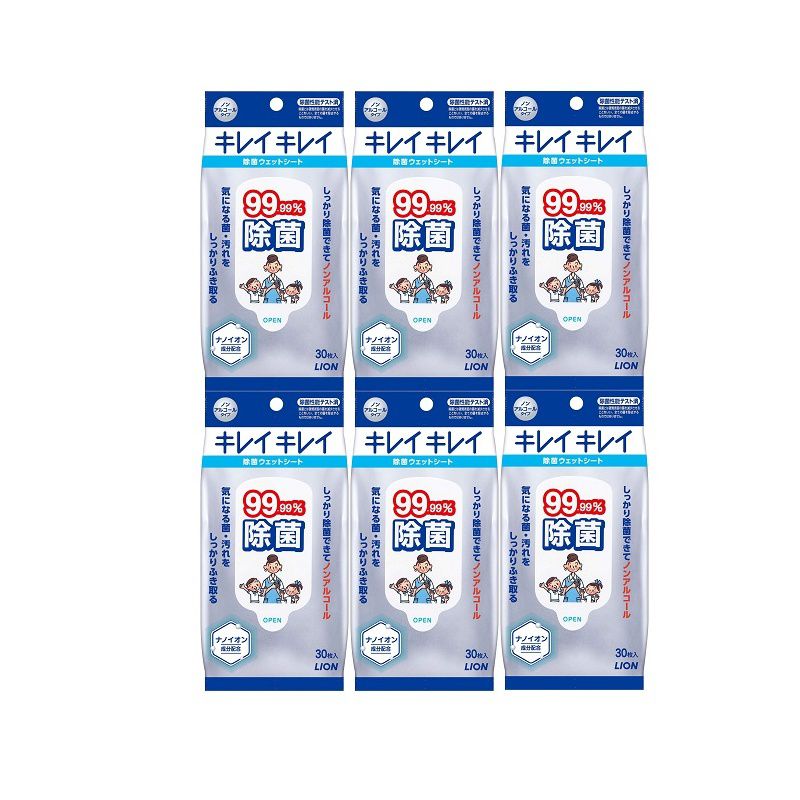 Rakuten - 【SS期間中10%OFF】キレイキレイ 99.99%除菌ウェットシート ノンアルコ ール 30枚 【×6個セット】