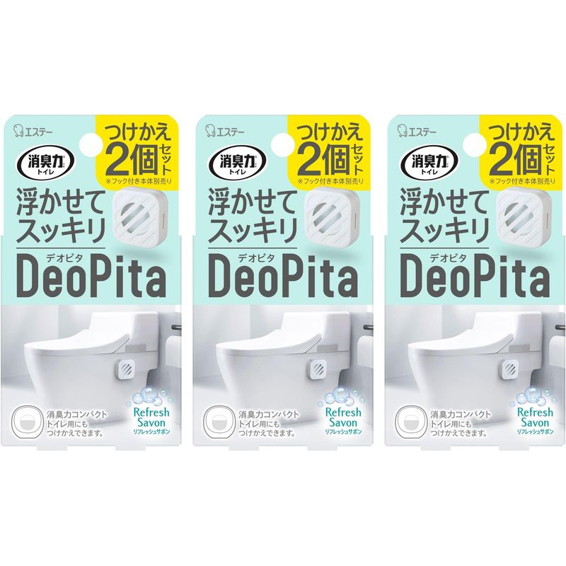 乐天商城 - デオピタ 消臭力 Deopita トイレ用 つけかえ2個セット リフレッシュサボン 【×3個セット】