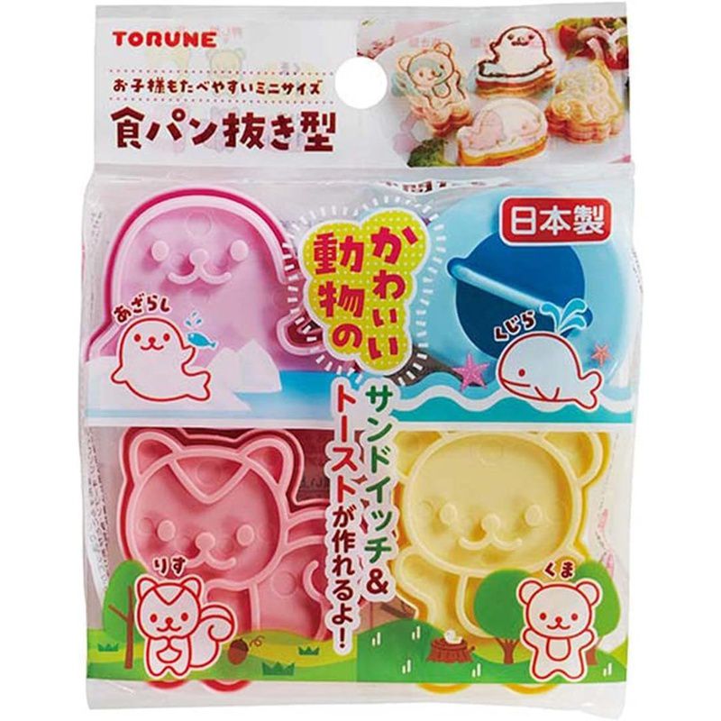 樂天商城 - 食パン 抜き型 海と森の仲間たち 4個入 あざらし くじら りす くま P-3598 日本製 トルネ 押し型 抜き型 キャラ弁 デコ弁
