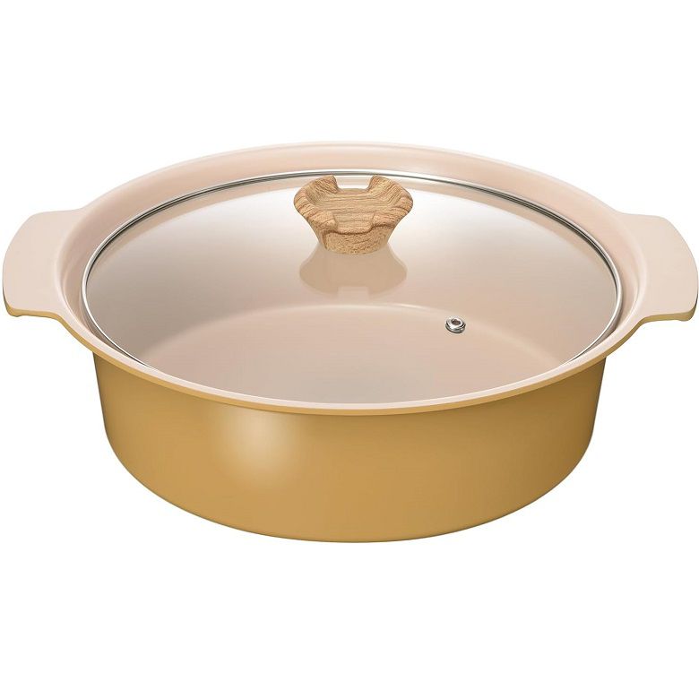 Rakuten - 卓上鍋 27cm 5〜6人用 イエロー IH対応 ガス セラミック加工 アルモンデ RB-3309 和平フレイズ