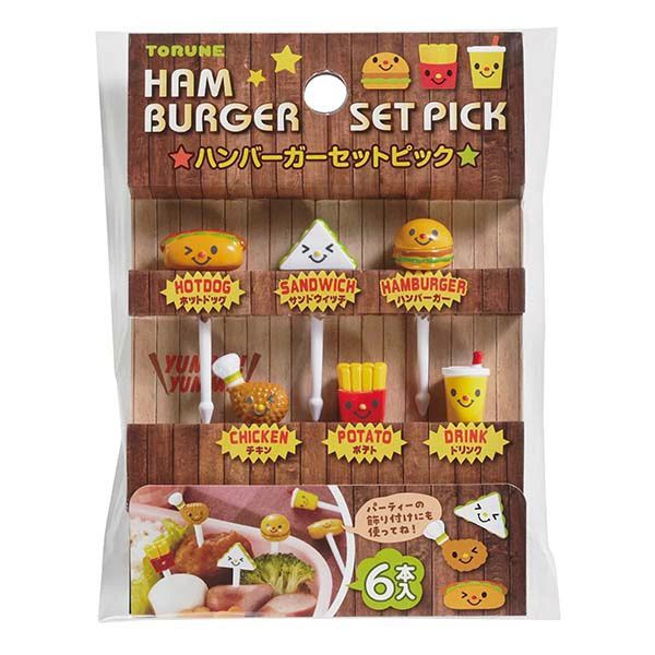 ハンバーガーセットピック 6本入 お弁当 ランチ かわいい キャラ弁 ピック