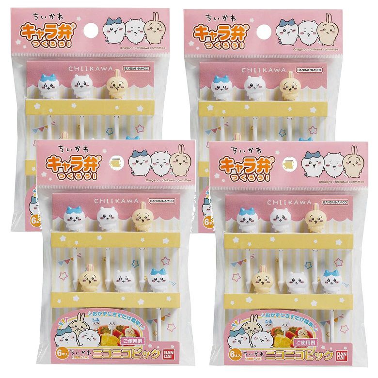 ちいかわ ニコニコピック 6本入 お弁当 ランチ かわいい キャラ弁 ピック 【×4個セット】