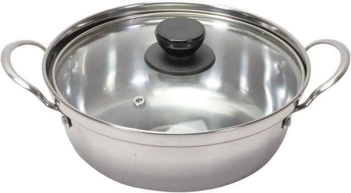 Rakuten - HC42 和楽庵 ステンレス製 ガラス蓋付 卓上鍋18cm