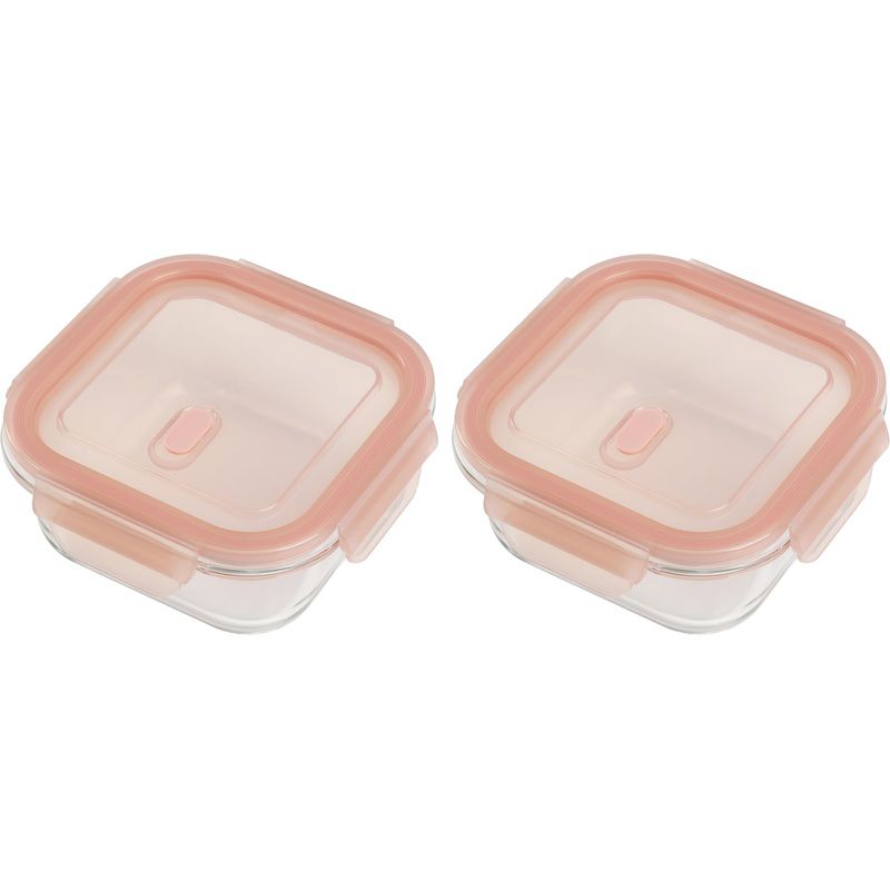 Rakuten - バルブ付 ガラス保存容器 正方形 480mL HB5958ディッシュプラス 耐熱ガラス【×2個セット】