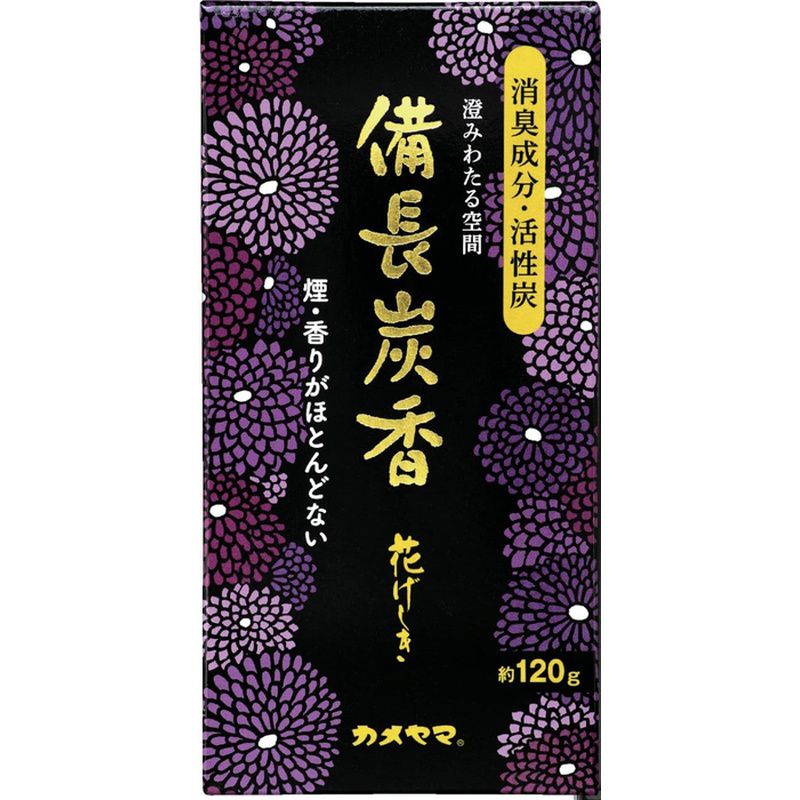 商品名 カメヤマ 花げしき 備長炭 約120g 約220本 お線香 無香料 無着色 消臭成分配合 商品説明 こんな方におススメの「花げしき備長炭香」煙・香りが苦手な方供養はしたいけれど、喘息などの持病があって煙が苦手という方や、線香の香りが苦手という方におススメです。ペットのいる方香料＆着色料無添加なので、ペットと暮らす方にもおススメです。高気密住宅・マンションにお住まいの方冬場の換気が難しい寒冷地にお住まいの方や、高気密住宅にお住まいの方。また、隣りとの距離が近く、香害を気にする方にもおススメです。リビングで使用される方手を合わせる場所が家族の集うリビングという方にもおススメです。煙と香りが極々少ないので、お食事など大切な時間を邪魔しません。目視では確認できないほど少量の煙一般的なお線香はもちろん、煙少香と言われる毛売りの少ないタイプのお線香と比較しても、煙が目視で確認できないほど極々わずかな煙量です。数値で見ても一目瞭然煙量測定器で測っても、一目瞭然の違い。煙が苦手な方々からご指示いただける理由です。清らかな空間を演出お部屋に煙がこもることがないので、清らかな空間を演出。日常生活を邪魔することなく、ご供養いただけます。カメヤマ 花げしき 備長炭 約120g 約220本※リニューアルなどによりパッケージなどの仕様が予告なく変更になる場合がございます。ご了承ください。 おすすめ商品