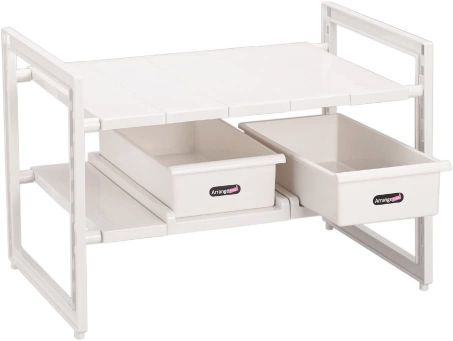 パール金属 キッチン収納 シンク下 ラック 2段 H-5809 ストッカー付伸縮タイプ アレンジフリー シンク下 スペース 伸縮