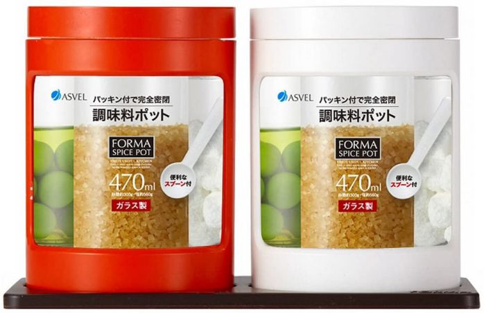 【期間限定10 OFF】ガラス 調味料ポット ミニ オレンジとホワイトの2個セット 「フォルマ」 1133 アスベル かわいい おしゃれ 調味料入れ セット 砂糖 塩 シュガー ソルト