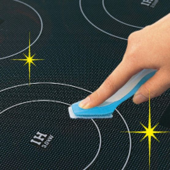 ガラス天板汚れとりスティック 本体+シート3枚枚入クリア 16x3.4cm ガラス天板にキ...