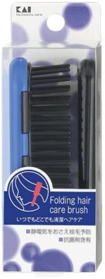 Brushes, Combs - HL0011 折りたたみヘアケアブラシ　77517　青　静電気