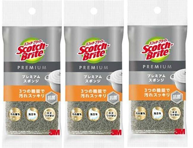 スコッチ・ブライト プレミアムスポンジ グレー 【×3個セット】