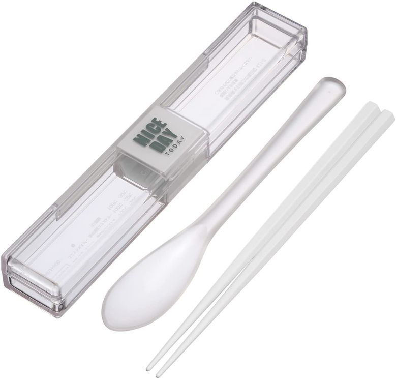 スプーン ・ 箸セット 18cm ホワイト とっても強いケース入り H-600WH 岩崎工業