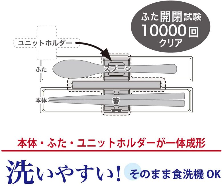 スプーン ・ 箸セット 18cm ホワイト とっても強いケース入り H-600WH 岩崎工業