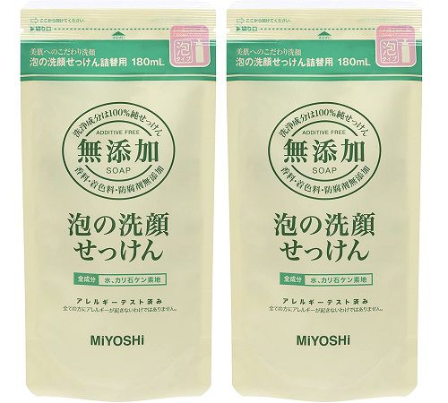 無添加 泡の洗顔せっけん 詰替 180ml 【×2個セット】 まとめ買い 詰め替え つめかえ ミヨシ石鹸 MIYOSHI