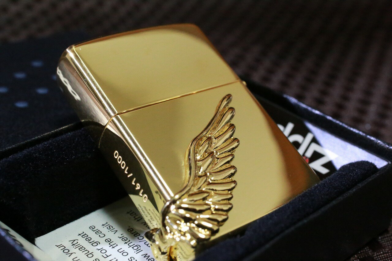 限定ZIPPO 2018年 限定 エンジェルウイング ゴールド 1000個限定 金 人気 限定ジッポ プレゼント おしゃれ レア 羽ジッポ 翼 GG 百式ジッポ かっこいい ライター 激レア 2
