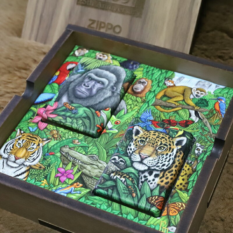 ペア zippo ミステリーフォレスト 25周年記念ZIPPO 世界限定12000個 限定ジッポ レア ZIPPO ペアジッポ おそろい 記念日 FOREST 動物