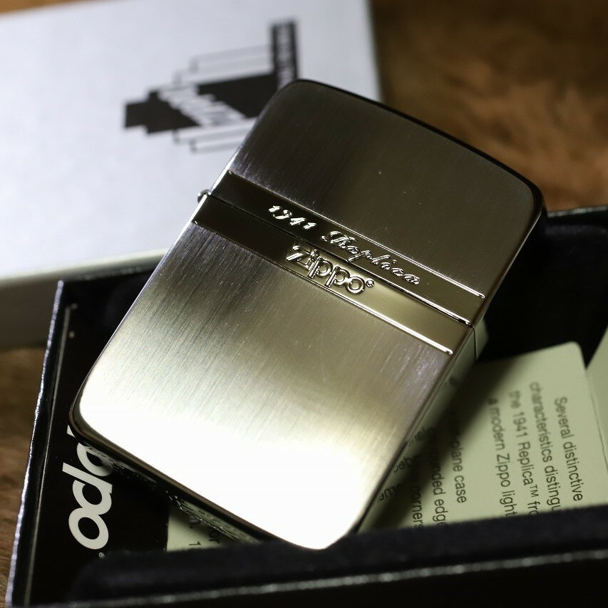 楽天雑貨屋　AMATERASUレプリカZIPPO 1941レプリカ ミラーライン ブラックサテン ブランド おすすめ 人気 ジッポ 黒 カジュアル 両面加工 お洒落 オイルライター アウトドア プレゼント