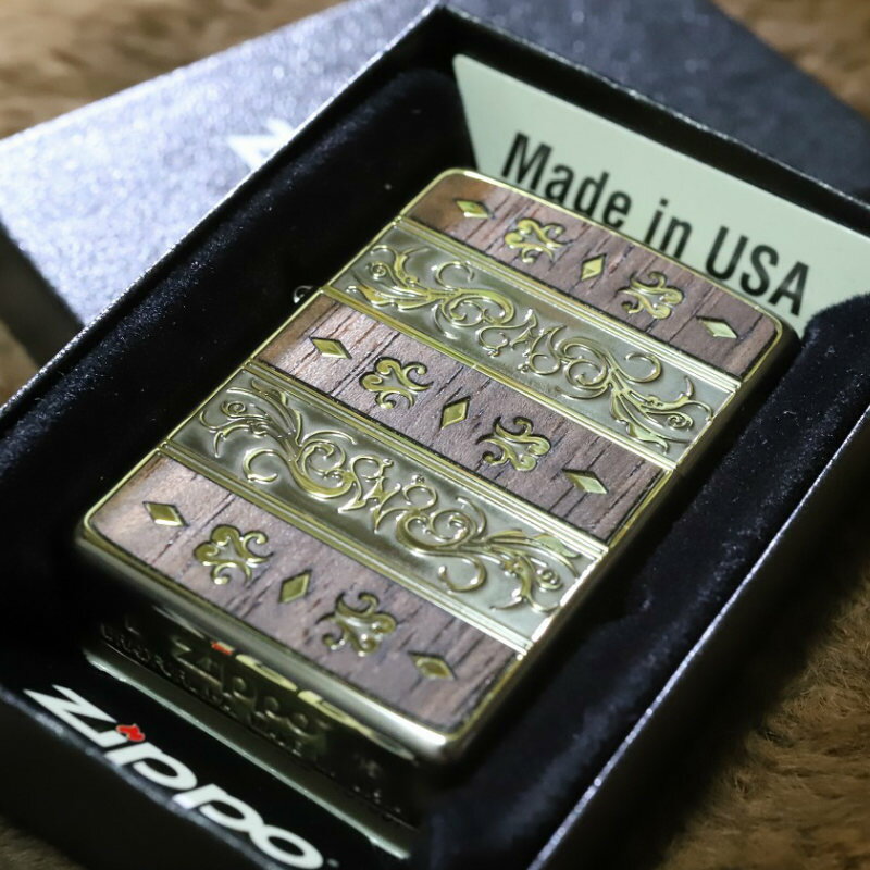 アンティークZIPPO ベネチアンウッド 真鍮古美いぶし 両面加工 ライター 人気 おしゃれ 売れ筋 おすすめ 木製ジッポ クラシック かっこいい