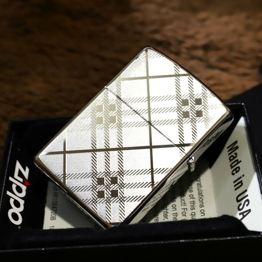 ZIPPO ベーシック チェックII シルバー 両面加工 シンプル 銀色 鏡面 クラシック 人気 ジッポ スタンダード お勧め クリスマスプレゼント zippo