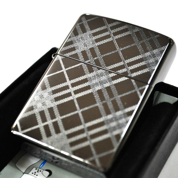 ZIPPO ベーシック チェック ブラック 両面加工 シンプル 黒色 鏡面 クラシック 人気 ジッポ スタンダード お勧め クリスマスプレゼント zippo