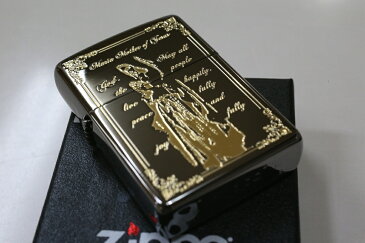 【ZIPPO】マリア ブラックニッケル＆ゴールド仕上げ スタンダードジッポ 人気ジッポ クール クラシックジッポ レアZIPPO ジッポ 人気 聖母 プレゼント 金 黒