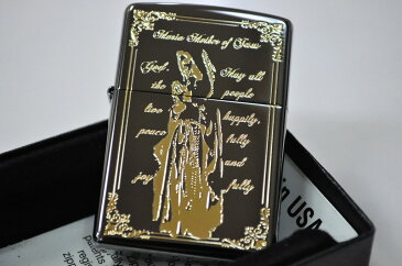 【ZIPPO】マリア ブラックニッケル＆ゴールド仕上げ スタンダードジッポ 人気ジッポ クール クラシックジッポ レアZIPPO ジッポ 人気 聖母 プレゼント 金 黒