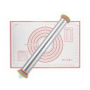 麺棒 ステンレス 製菓道具 厚さ調節可 シリコン製クッキングマットセット ベーキングマット 目盛り付き お菓子作り ピザ パン ケーキ パスタ 餃子 そば 打ち...