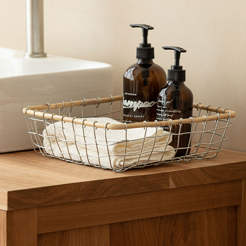 アイアンスクエア型バスケット 大小2個セット