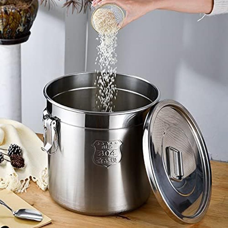 米びつ ライスストッカー 米櫃 ステンレス 大容量 密閉米びつ おしゃれ 密閉米びつ SUS304ステンレス米びつ お米収納 お米保存容器 鮮度を保ち キッチン用品大容量 防虫 防湿 軽量 密閉式 清潔便利 お米ケース