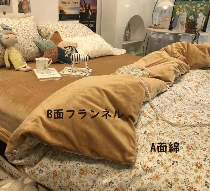 【楽天スーパーSALE】寝具カバーセット 可愛い 小花柄 A面綿 B面フランネル シングル 暖かい 春秋冬 掛け布団カバー 枕カバーフラットシーツ 3点セット 布団カバーセット 柔らかい ふわふわ 肌触り良い プレゼント おしゃれ 洗える 掛けカバーセット 洋式・和式 新生活 和風 [2]
