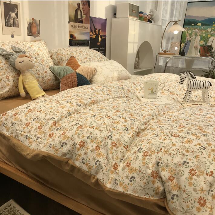 【楽天スーパーSALE】寝具カバーセット 可愛い 小花柄 A面綿 B面フランネル シングル 暖かい 春秋冬 掛け布団カバー 枕カバーフラットシーツ 3点セット 布団カバーセット 柔らかい ふわふわ 肌触り良い プレゼント おしゃれ 洗える 掛けカバーセット 洋式・和式 新生活 和風 [3]