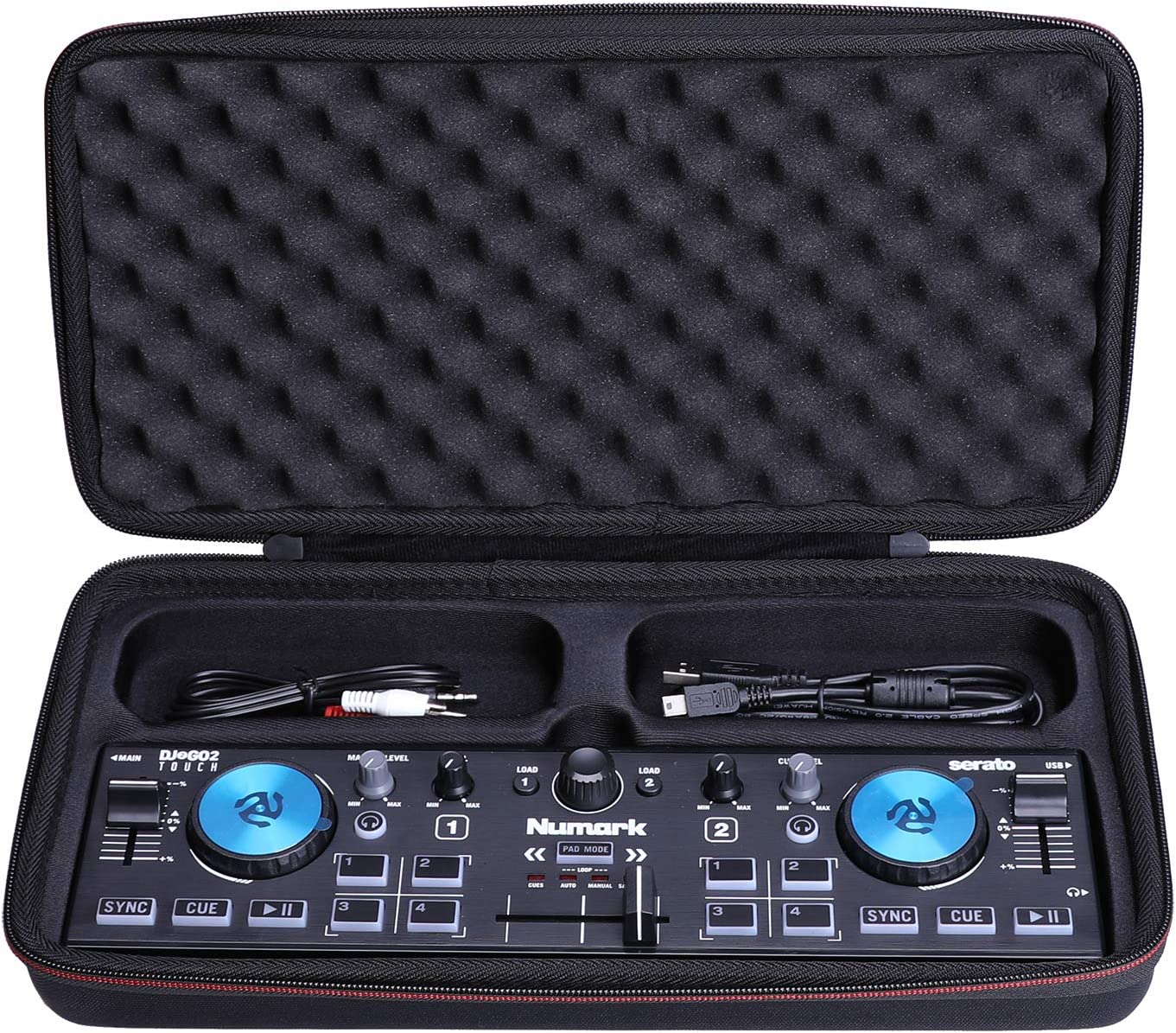 LTGEM Case for Numark DJ2GO2 Touch Compact 2 Deck USB DJ Controller DJ2GO2 Touch用LTGEMケース ハードケース コンパクト 2デッキ USB DJコントローラ DJ用コントローラーケース ブラック