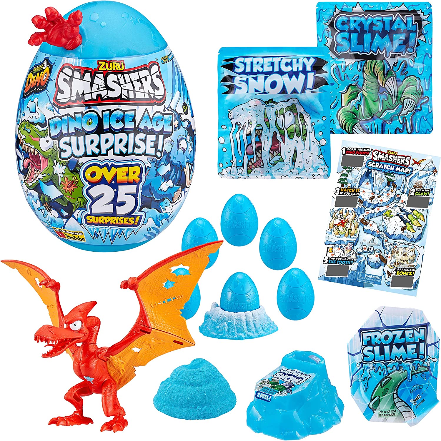 Smashers スマッシャーズ 恐竜 Dino Ice Age Surprise Egg (with Over 25 Surprises!) by ZURU プテロダクティルス サプライズエッグ 25以上のサプライズ付き! - スライム、恐竜のおもちゃ、収集品、男の子と子供のためのおもちゃ (Pterodactyl) 並行輸入品