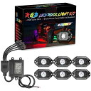 OFFROADTOWN RGB LEDロックライトキット 6個のポッドライト付き ネオン トレイルリグライト アンダーグローオフロード トラック SUV UTV ATV ボート ユニバーサル、ポラリス Can-Am ジープ ヤマハ ホンダ フォード タンドラ用ネオンアクセントライトキット