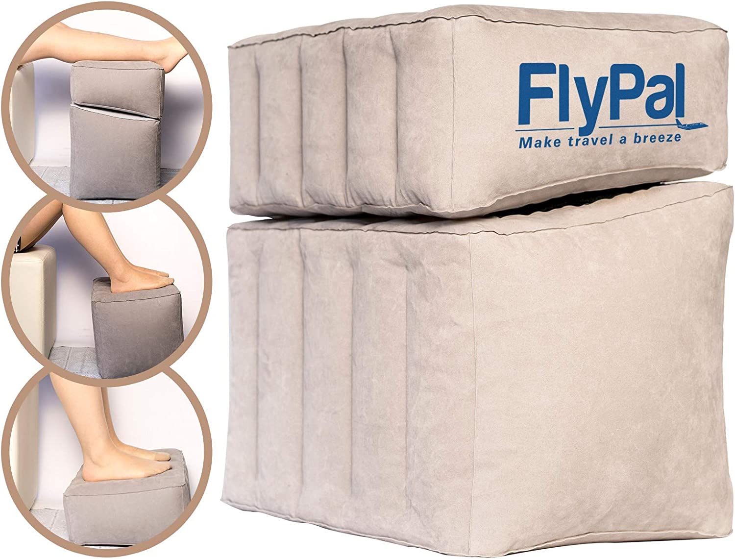 FLYPAL SP103 飛行機旅行用 旅行用枕 トラベルピロー Travel Pillows インフレータブルフットレスト 2 in 1デザイン 長時間のフライトでも眠れる、自宅、オフィス、子供用 ブローアップピロークッション 17インチx11インチx17インチ グレー