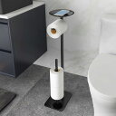 FEILERN トイレットペーパーホルダースタンド バスルーム用 床置き型トイレットペーパーディスペンサー 予備ロール4本収納 携帯電話 ウェットティッシュ 財...