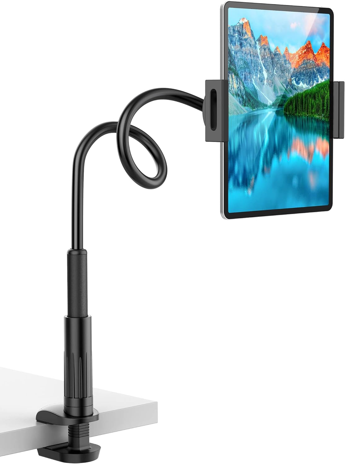 VIVI MAO タブレットスタンドホルダー ベッド用 グースネックマウント 調節可能なフレキシブルアーム付き iPad Air Pro Mini/Samsung Tab/Nintendo Switch Kindle その他 4.7インチ～12.9インチデバイスに対応 タブレット アクセサリ スタンド ブラック