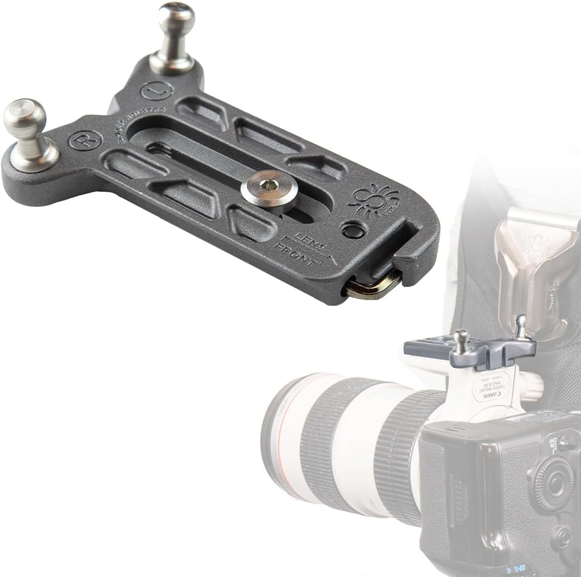 SPIDER HOLSTER SpiderPro Lens Collar Plate v2 左右サイドのスパイダーねじれ防止カメラピンを備えたスパイダーカメラホルスターシステム用 レンズカラーマウントにしっかり取り付け